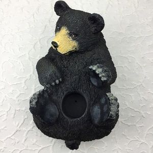 Bear Candle Holder Black Bear Cabin UpsideDown Figurine Candlesticks L10”xw6”xT6